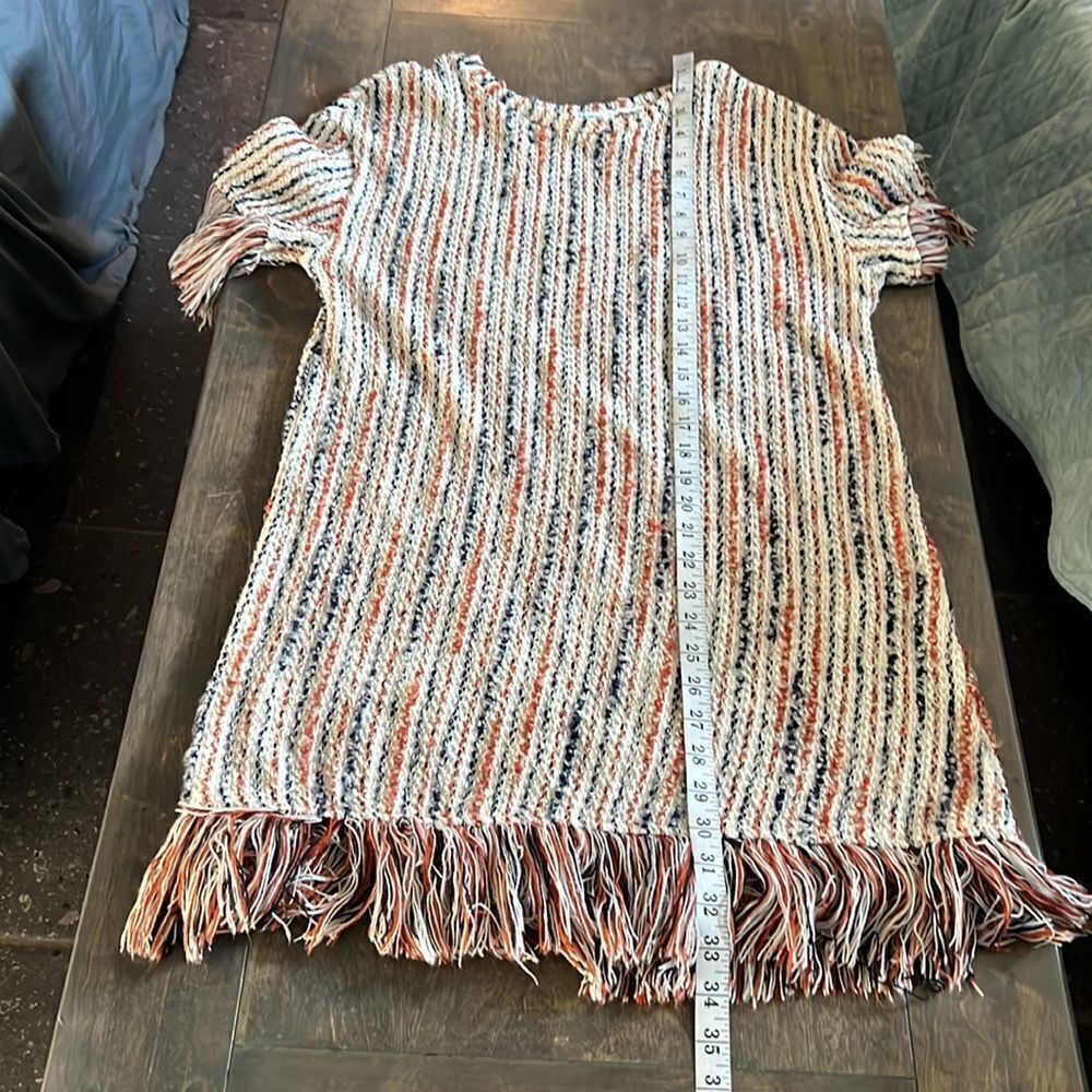 Textured Fringe Shift Dress in Pink Multi - Picture 10 of 12